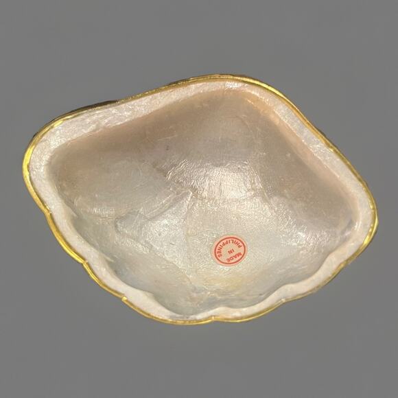 VTG Capiz Shell Gold Scalloped Edge Bowl Trinket Serving Dish Lot Philippines - Picture 10 of 10